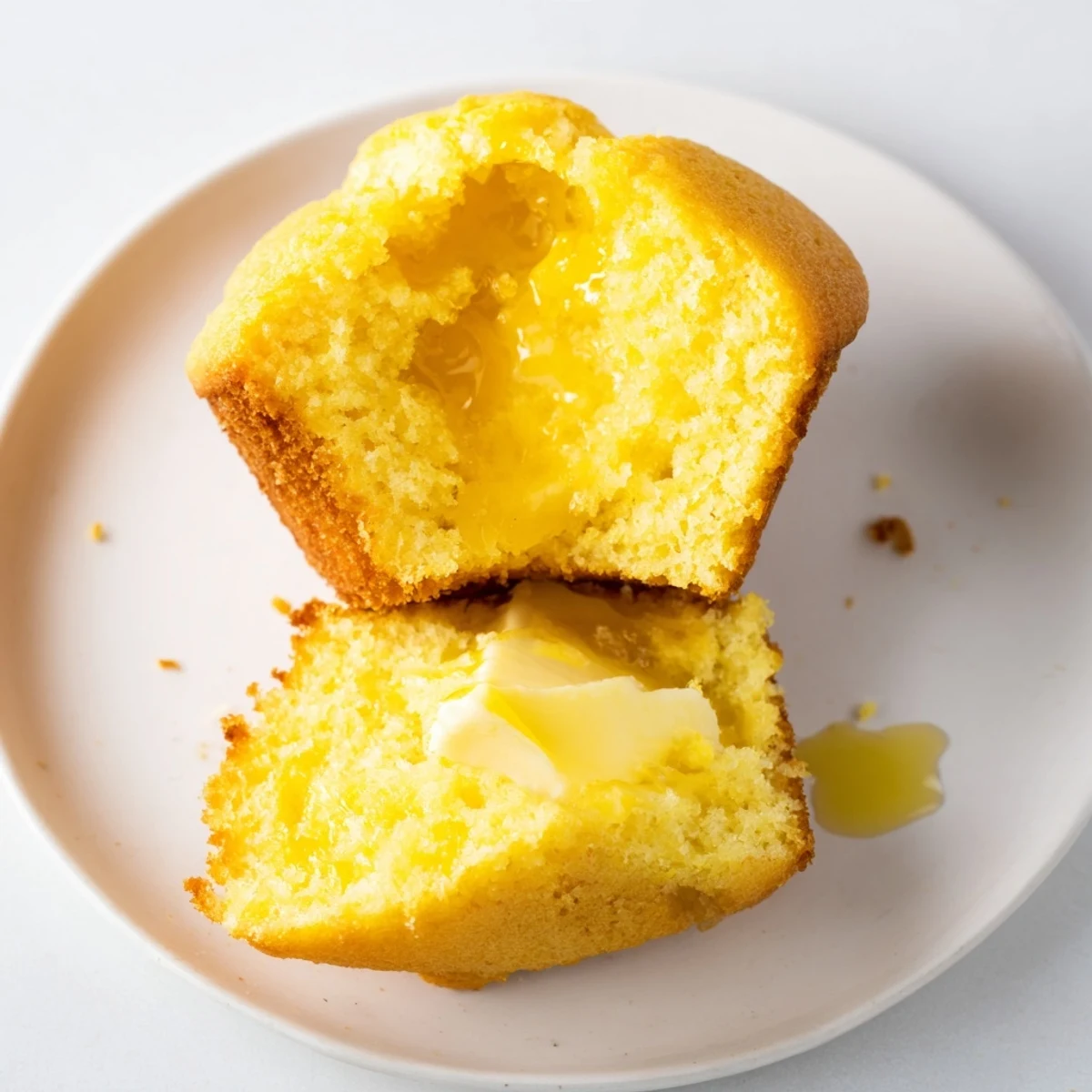 Fluffy honey butter cornbread muffins, golden tops, perfect with warm butter and honey.