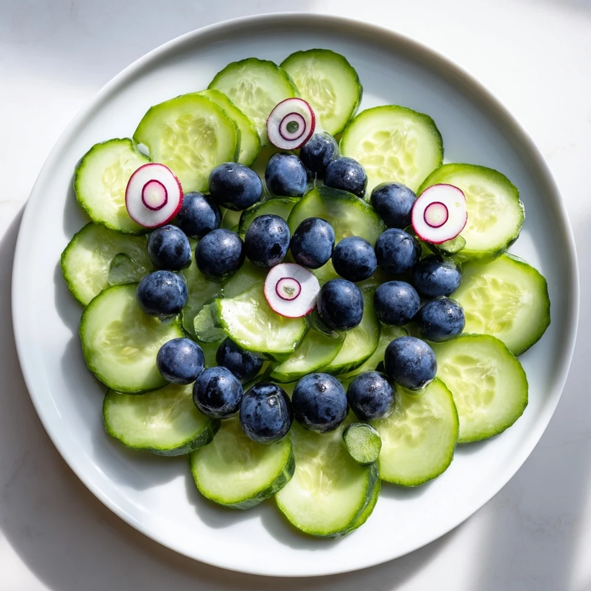 This beautiful Peacock Tail is brimming with fresh cucumbers, grapes and radish accents for visual appeal.