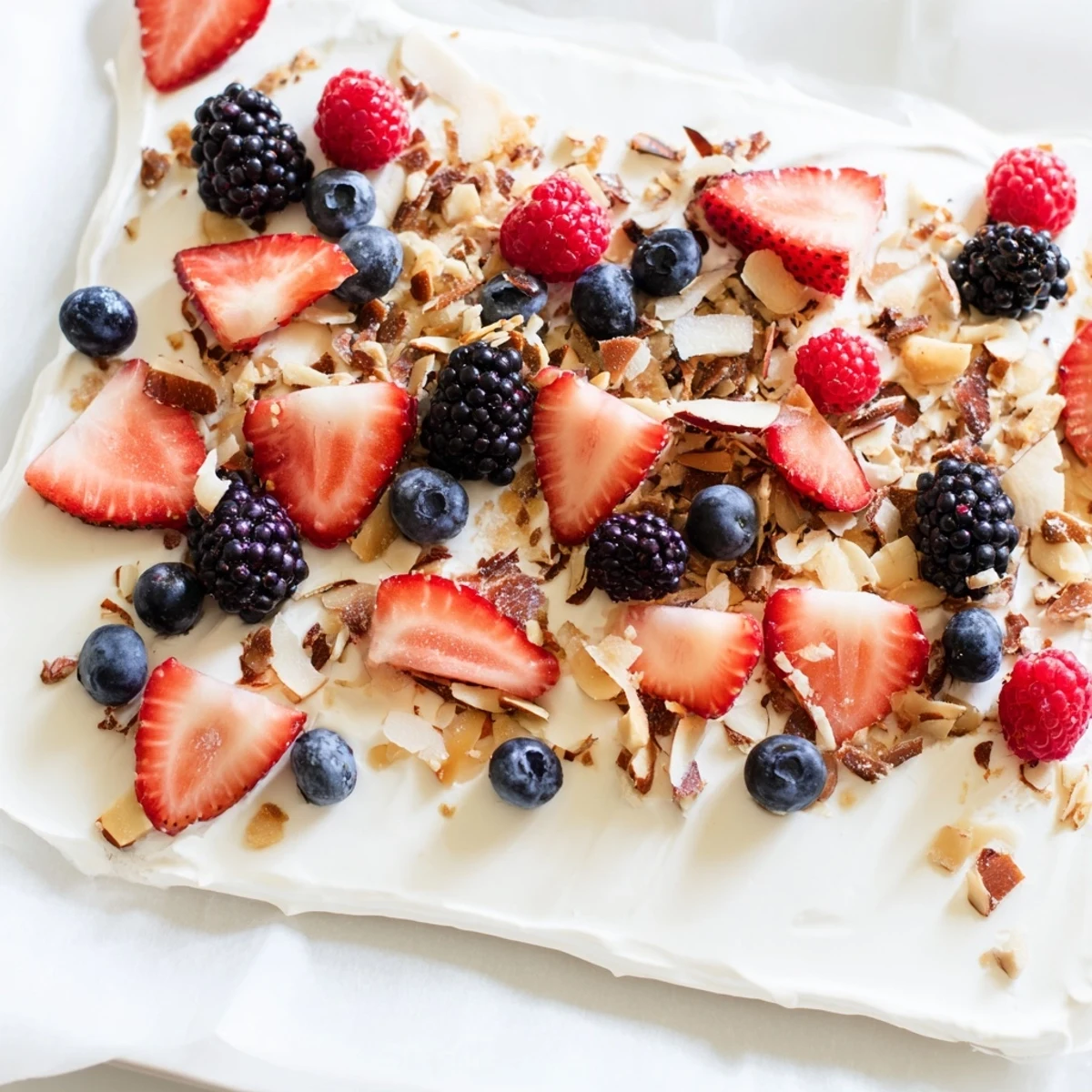 Enjoy the delicious crunch: homemade Berry Yogurt Bark with granola, a simple, frozen dessert.