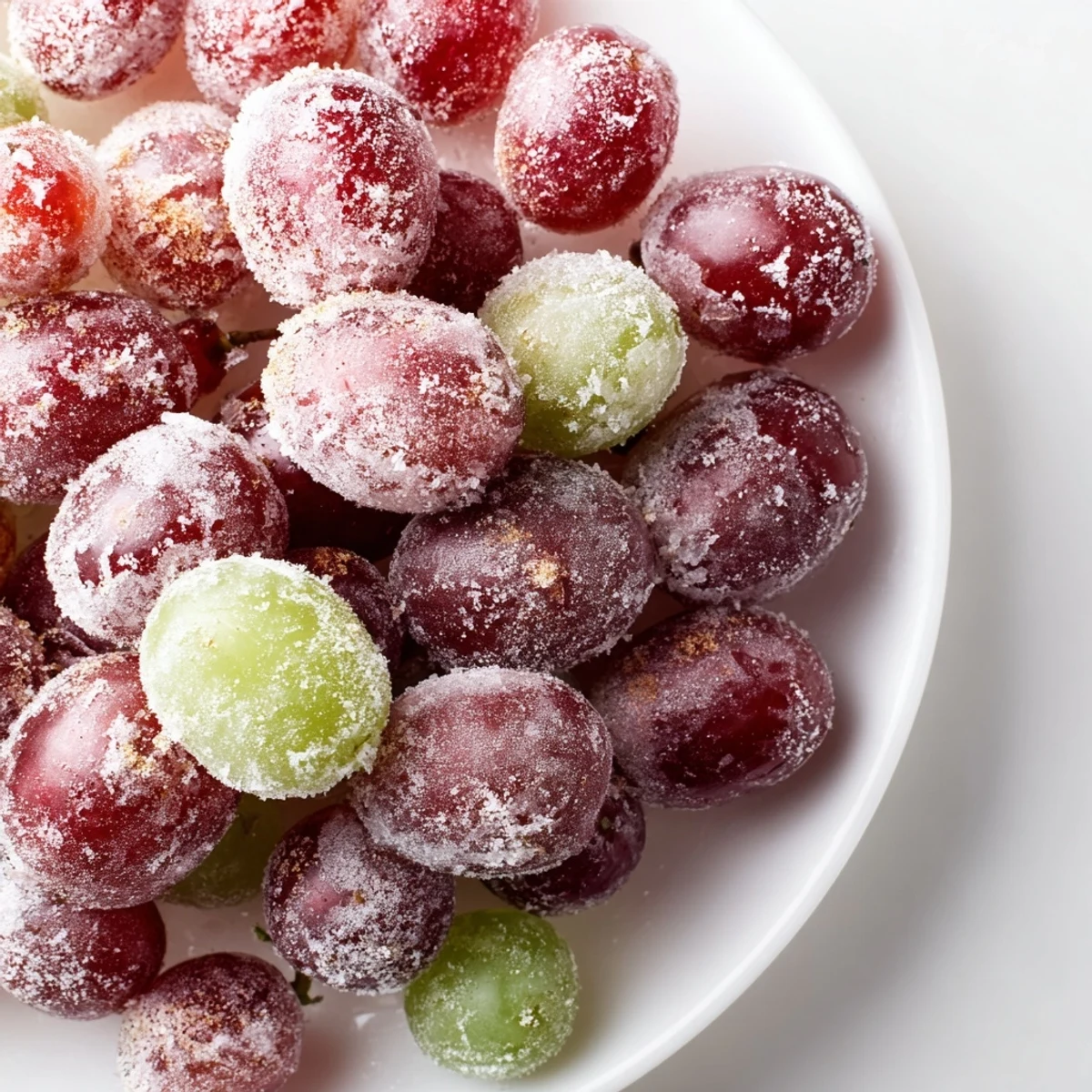 Icy, refreshing Frozen Grapes snack glistens on a baking sheet, ready for a healthy treat.