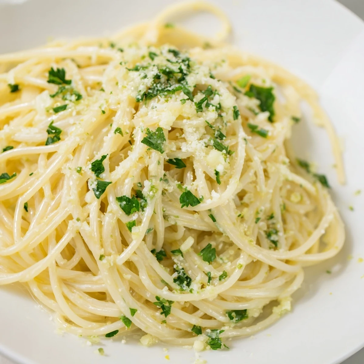 Steaming bowl of Garlic Butter Noodles, a simple, comforting meal fragrant with garlic and butter.