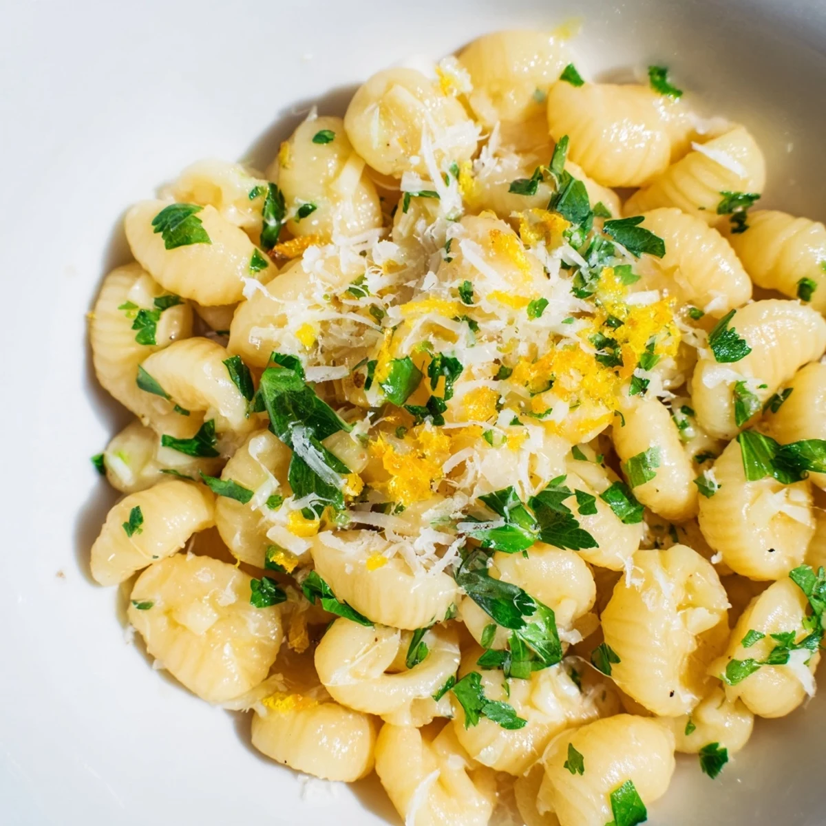 Golden ditalini pasta coated in a creamy garlic butter sauce, ready to be enjoyed as a weeknight meal.