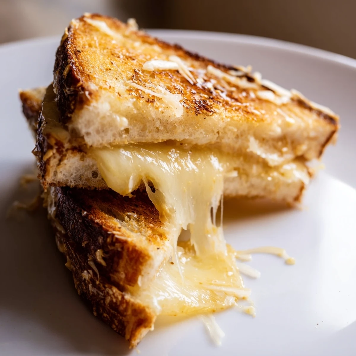 Golden-brown Honey Chipotle Butter Grilled Cheese, oozing melted cheddar, a spicy-sweet comfort food classic.