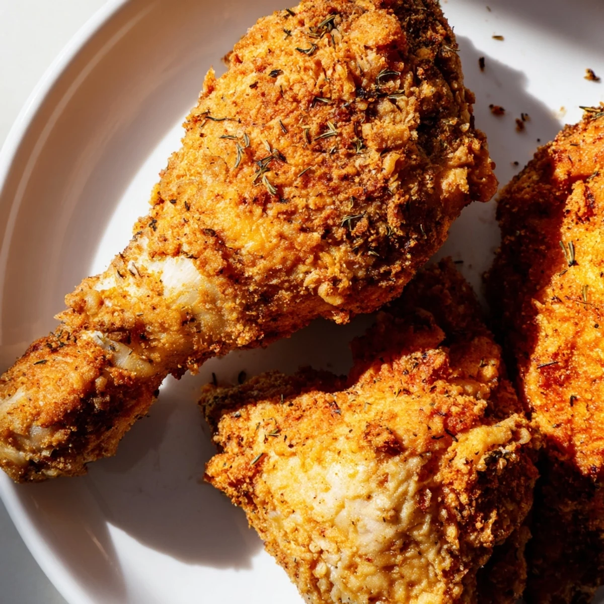 Golden-brown KFC crispy chicken seasoning hack, showcasing a delightfully flavorful and crunchy coating.