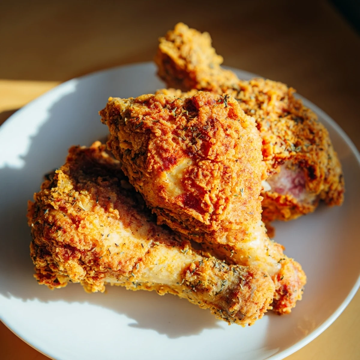 Freshly fried KFC crispy chicken seasoning hack, providing a satisfyingly savory southern-style meal suggestion.