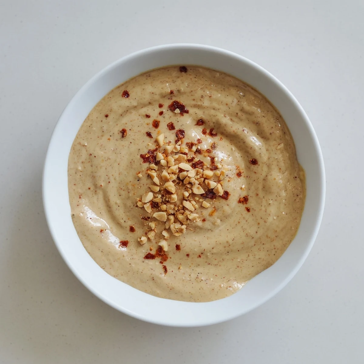 Creamy Indonesian satay sauce, glossy and aromatic, is perfect for dipping grilled skewers.