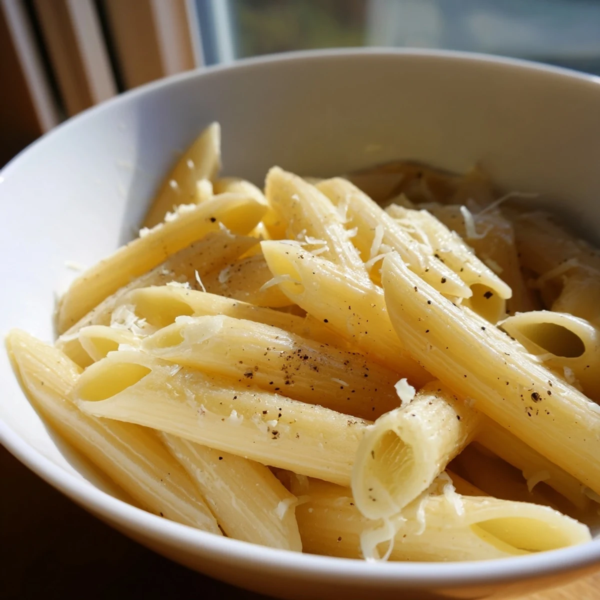 Steam rises from this single-serving microwave pasta, featuring al dente noodles tossed in olive oil and herbs.