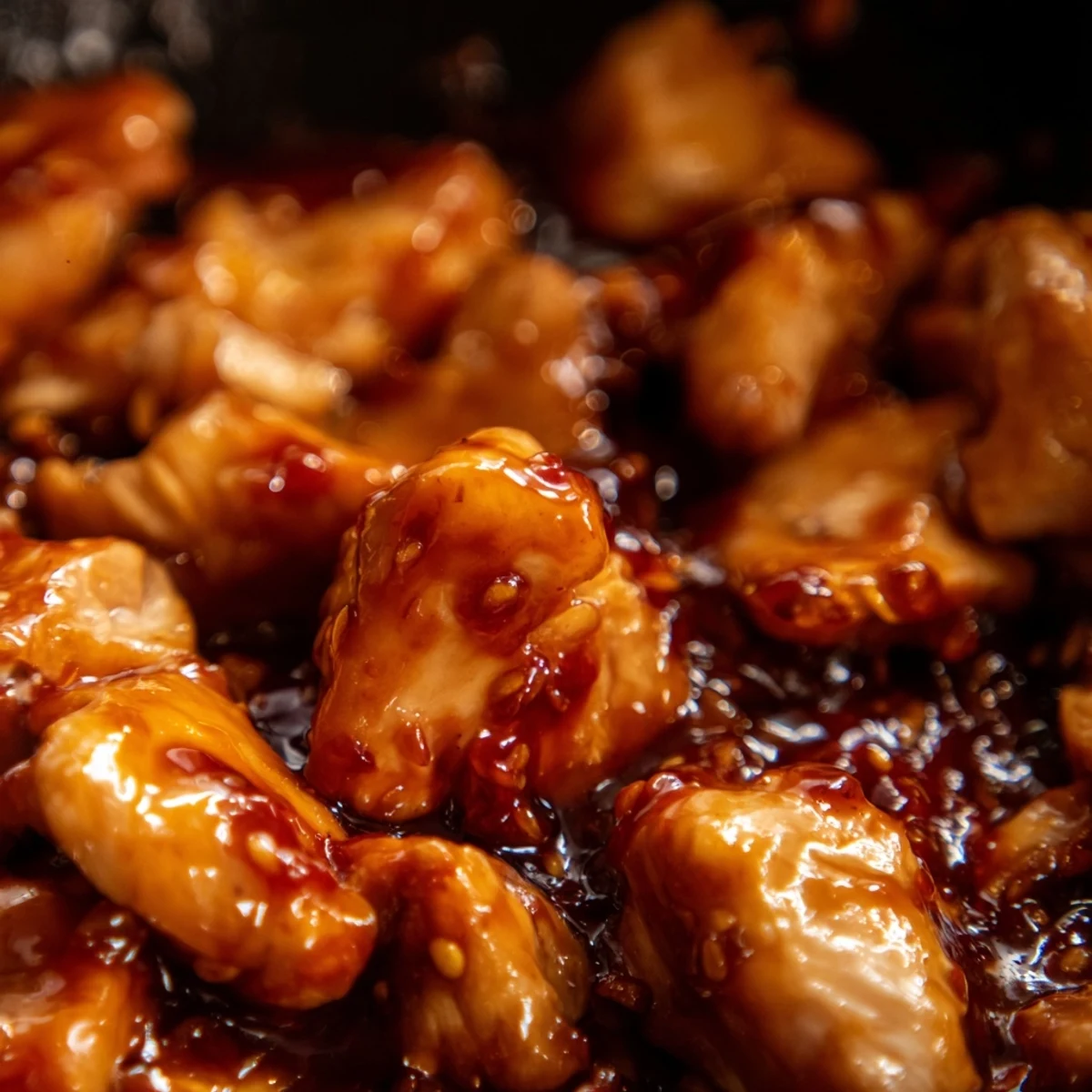 Sweet chili chicken bowl with glazed chicken, fluffy steamed rice, and vibrant green broccoli florets in a white bowl.  