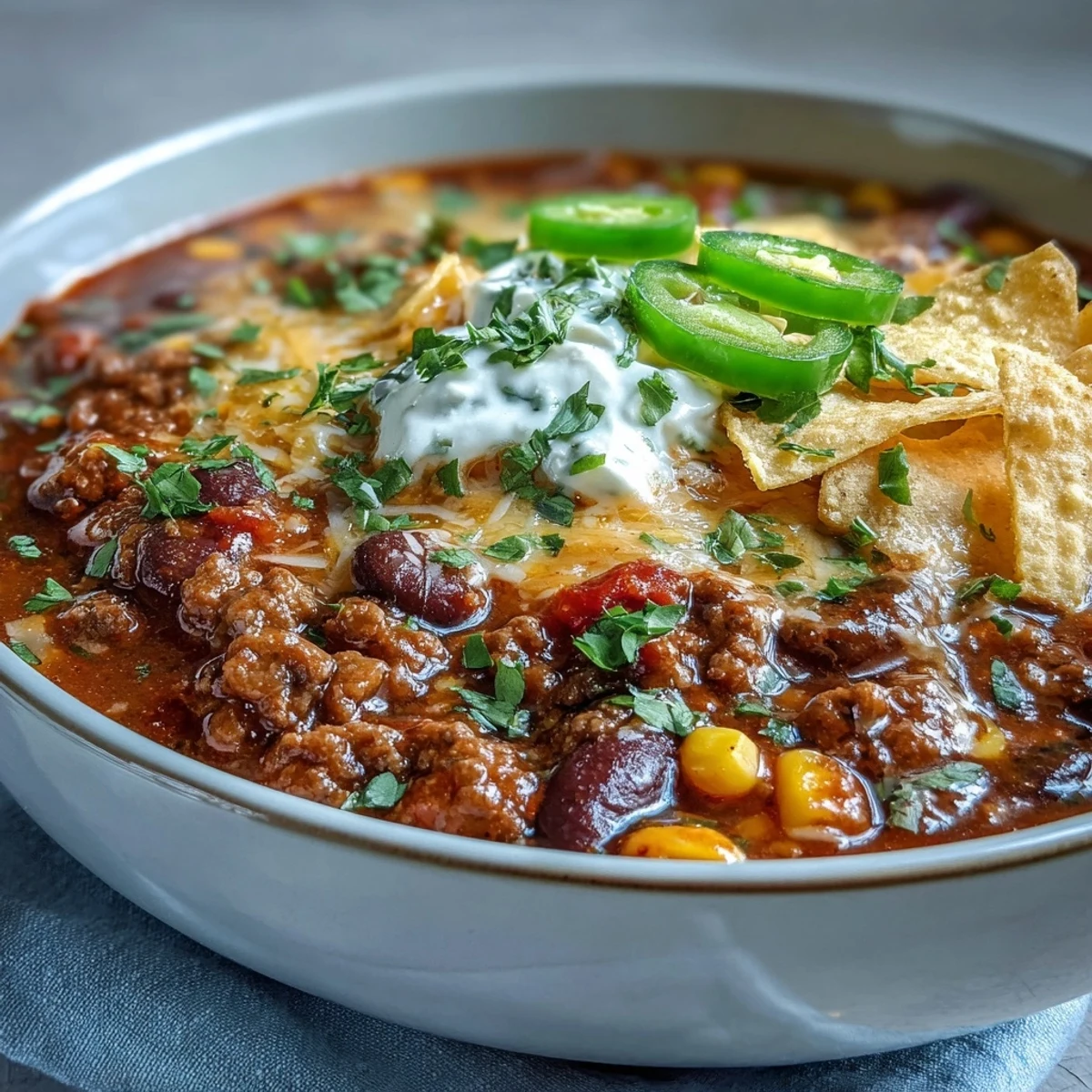 Spicy Taco Soup simmering in a pot, ready for a cozy family game day meal.