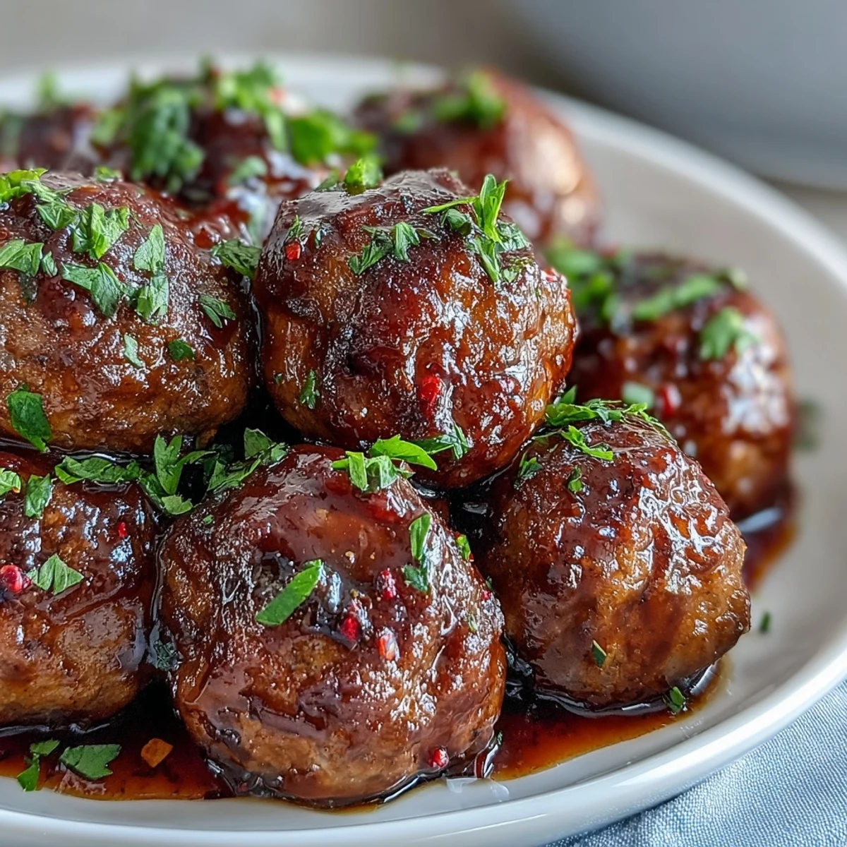 Tender Slow Cooker Peach Glazed Meatballs simmering in a sweet and tangy sauce, served warm with toothpicks for easy party snacking.  