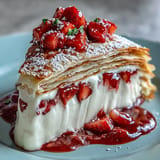 Luscious Mother's Day Crêpe Cake layered with fresh fruit and cream.