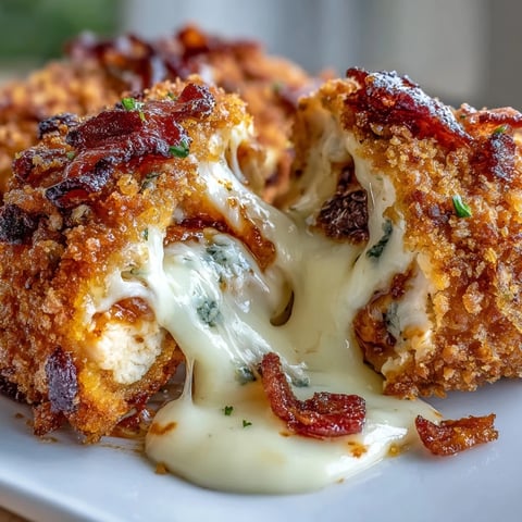 Golden-brown Buffalo Chicken Bacon Mozzarella Bombs with a crispy panko crust served with ranch dip.