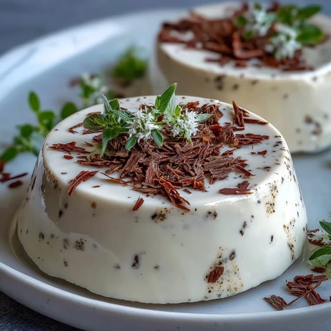 Silky Hojicha Panna Cotta in glass ramekins, garnished with whipped cream and edible flowers.