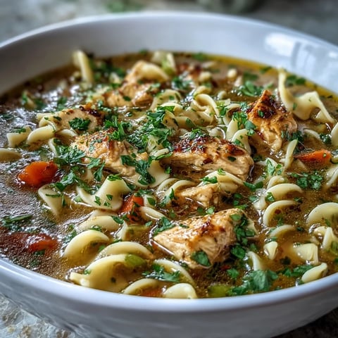 Steaming Ginger Turmeric Chicken Soup in a rustic bowl, garnished with fresh parsley and served alongside crusty bread.