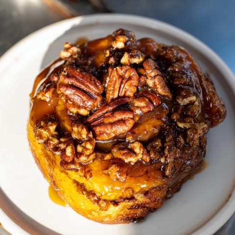 Warm, soft Pecan and Honey Sticky Buns with sticky caramel, perfect for a cozy breakfast treat.