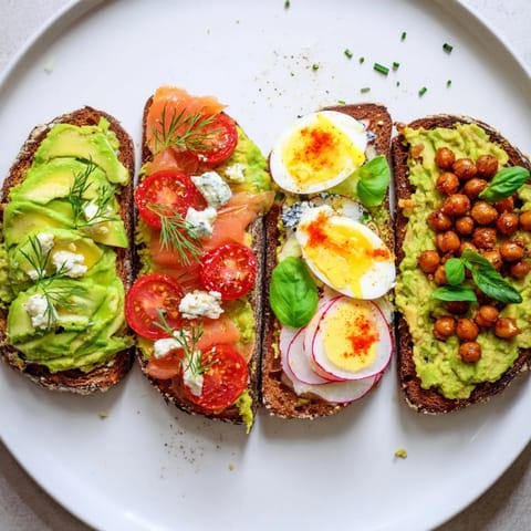 A close-up of beautifully arranged avocado toast, ready to be enjoyed as a snack.
