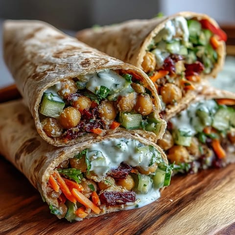Vegan Coconut Curry Chickpea Salad Wraps filled with creamy curry-spiced chickpeas, crisp celery, and vibrant red bell peppers on a soft tortilla.