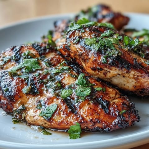 Grilled lime cilantro chicken paired with a vibrant black bean and corn salad, featuring juicy tomatoes and crisp red onions for a fresh, wholesome meal.