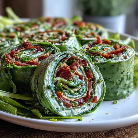 Spinach pinwheel wraps bursting with fresh herbs, cream cheese, and colorful veggies for a healthy, snackable treat.