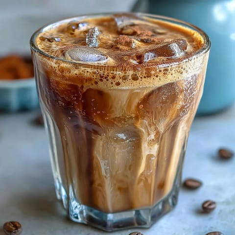 Homemade Brown Sugar Oat Milk Shaken Espresso with frothy ice-cold layers ready to enjoy.