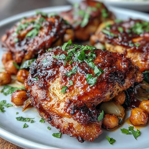 Harissa chicken traybake with roasted chickpeas and colorful vegetables, baked to perfection for a spicy weeknight dinner.  