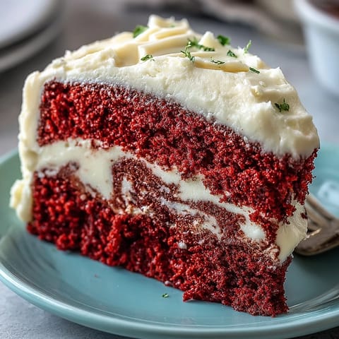Vibrant Juneteenth Red Velvet Cake with luscious cream cheese frosting, a celebratory treat.