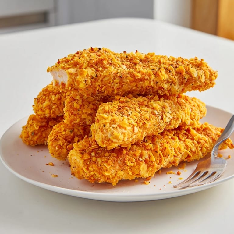 Juicy Crispy Baked Chicken Tenders with crunchy breading, ideal for dipping sauces at dinner.