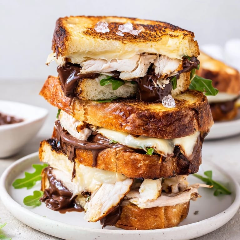 Crispy sourdough hugging tender chicken: a decadent Nutella Grilled Cheese experience.