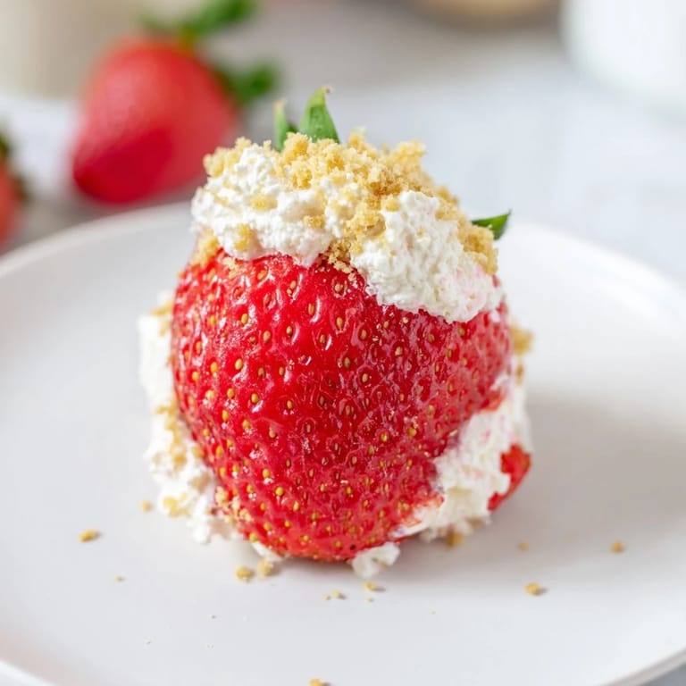 Brightly colored Cheesecake Stuffed Strawberries, a festive no-bake dessert ready to be enjoyed immediately.