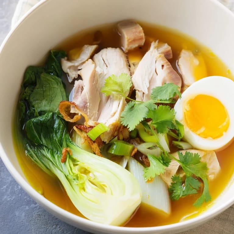 Spicy Thai Miso Ramen Bowl garnished with scallions and chili slices, served with lime wedges for a bright, citrusy finish.