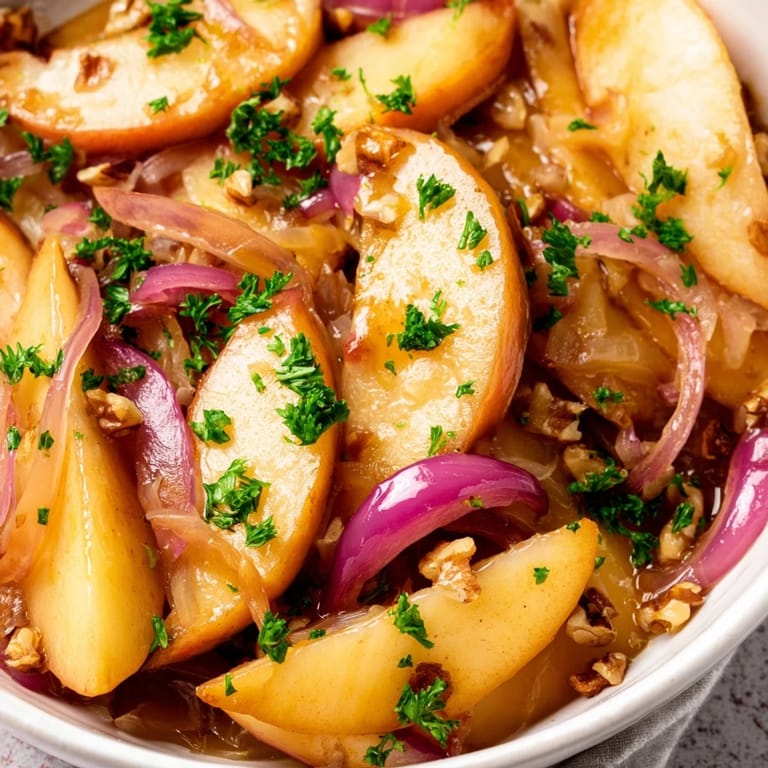This warm Apple and Sauerkraut Skillet Salad is a tangy German-inspired side dish.  