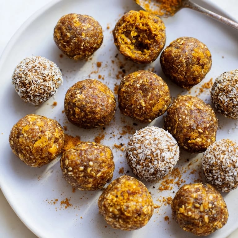 These golden Ginger Turmeric Energy Balls feature dates and hemp seeds, a gluten-free, anti-inflammatory treat perfect for an afternoon energy lift.