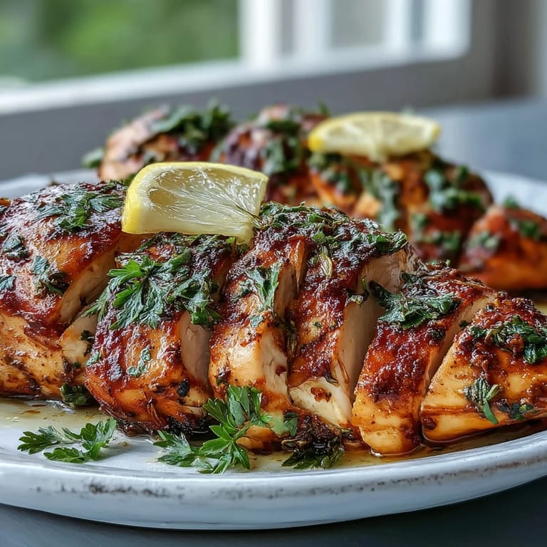 Perfectly cooked Oven Baked Chicken Breast drizzled with olive oil on a baking sheet.