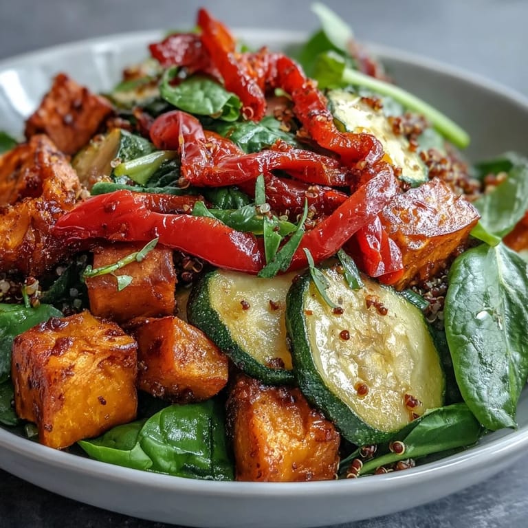 Served warm, this nutritious bowl features wilted spinach tossed in a tangy apple cider vinaigrette, perfect for a wholesome lunch.  