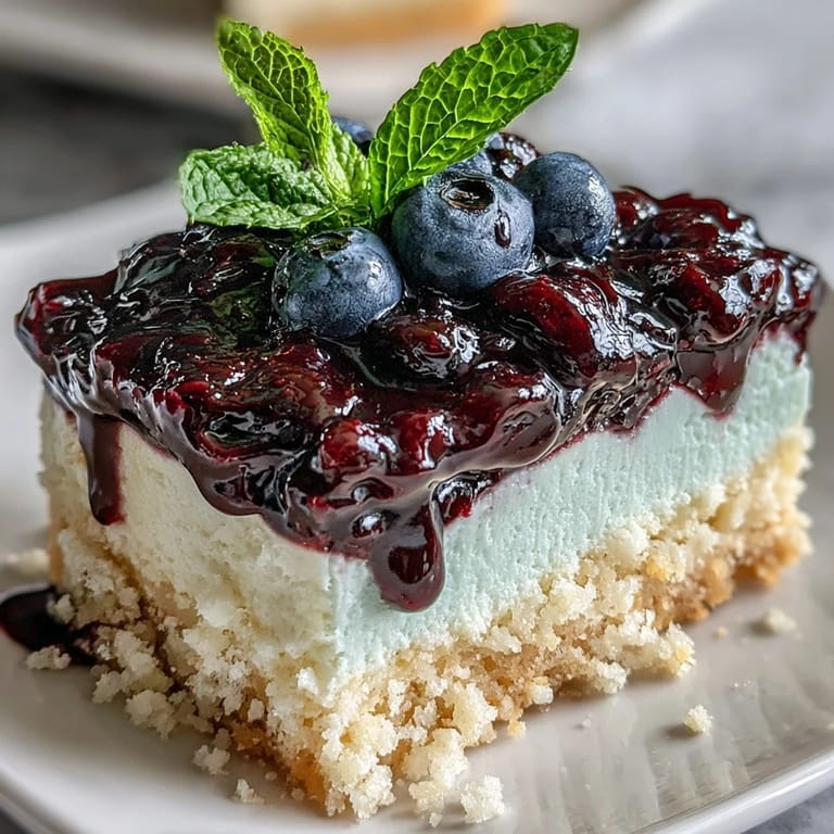 Close-up shot of a slice of Lemon Blueberry Shortbread Mousse Cake on a plate, fresh lemon zest garnish beside it.