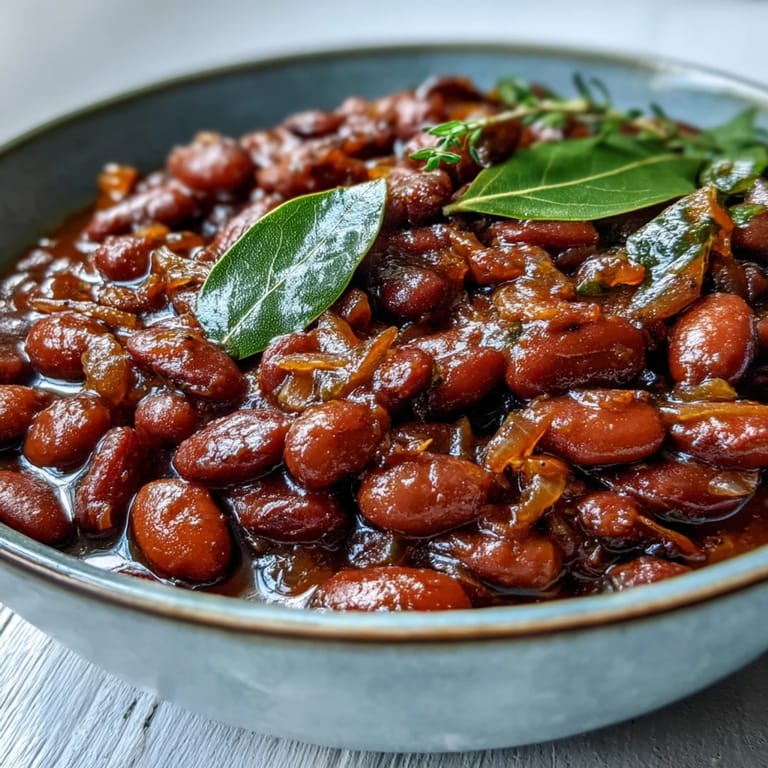 Plate of homemade pinto beans with olive oil and bay leaves, ready to star in chili.