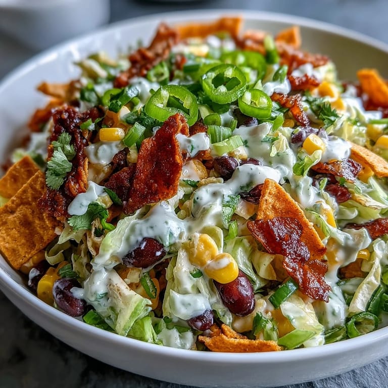 Vibrant Southwestern Frito Cowboy Cabbage side dish featuring coleslaw mix, corn, and black beans, ready to serve at a summer BBQ.