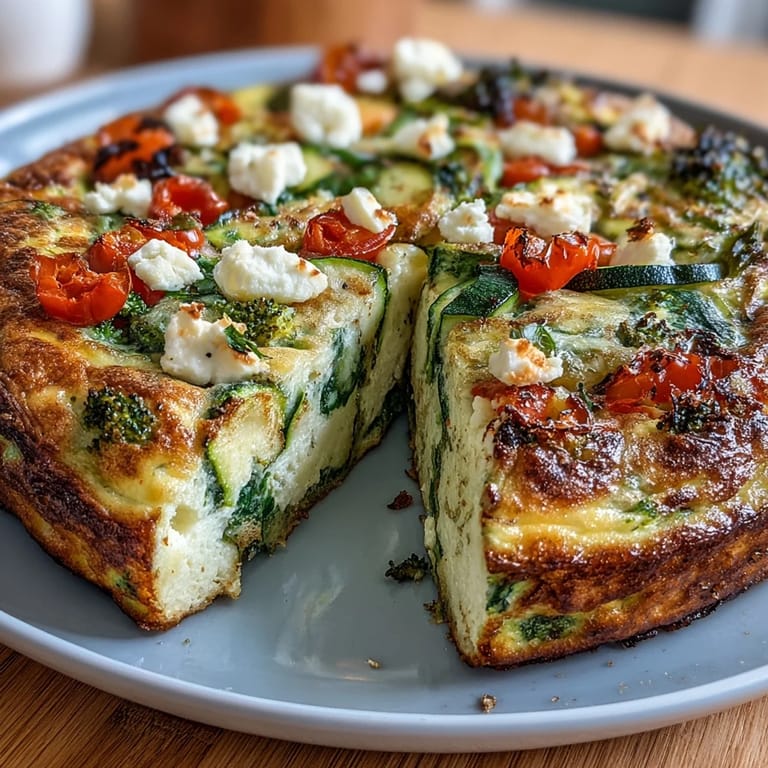 Colorful egg white frittata loaded with spinach, cherry tomatoes, and feta cheese for a protein-rich, low-calorie brunch option.