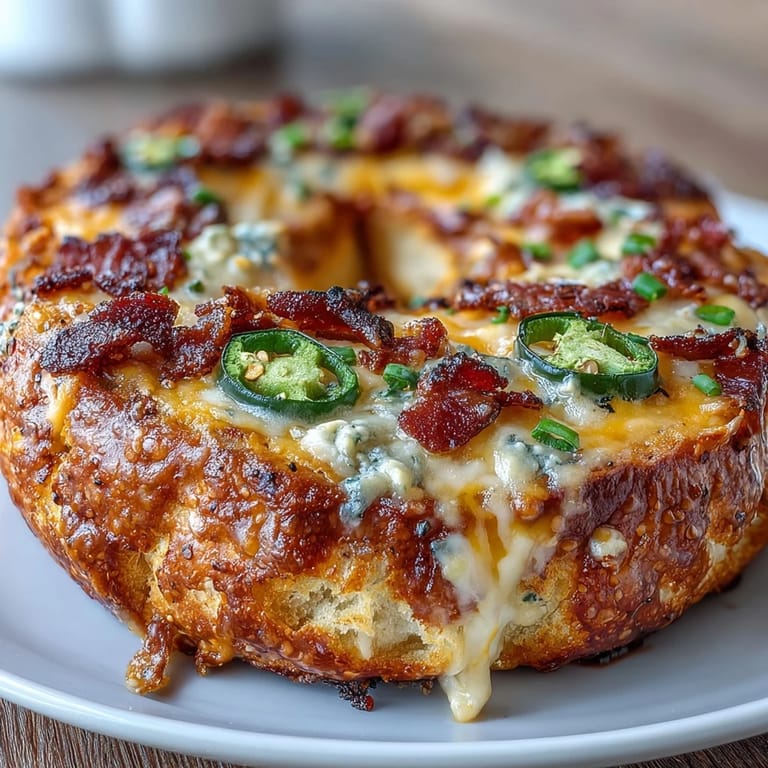 Golden baked bagels bursting with sharp cheddar and fresh jalapeños, perfect for hearty breakfast sandwiches.  