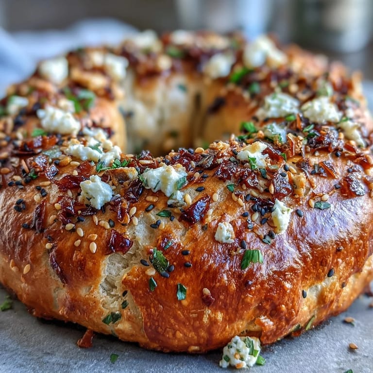 Soft and chewy protein bagels sprinkled with crunchy everything seasoning, perfect for a nutritious morning meal.  