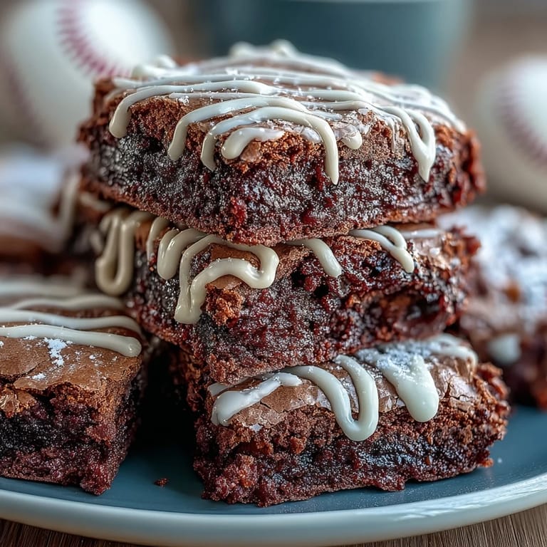 Rich chocolate brownie bites decorated with white icing to resemble baseballs, ideal for sports-themed celebrations.  
