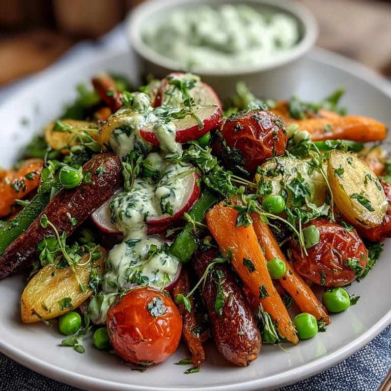 Crispy radishes, sweet peas, and creamy herb dip create a vibrant spring appetizer board.