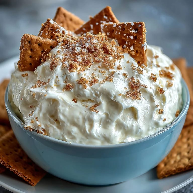 Silky cheesecake dip paired with graham crackers, an easy 3-ingredient treat for any get-together.
