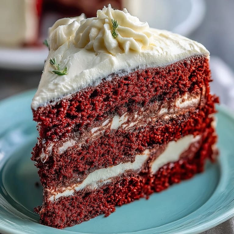 Decadent Juneteenth Red Velvet Cake, swirled with tangy cream cheese frosting, perfect for gatherings.