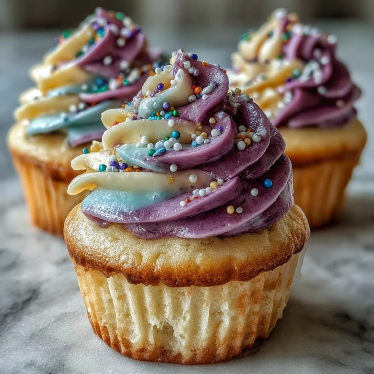 Enjoy these delightful Gemini Birthday Cupcakes crowned with a generous, colorful frosting swirl.