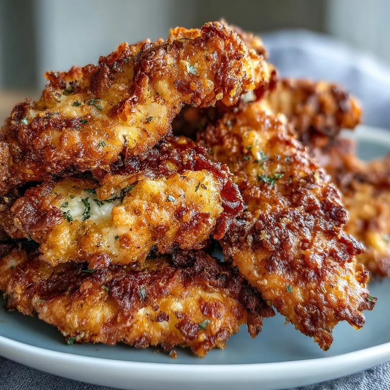 Tender Pickle Brine Chicken Tenders with a perfectly crisp coating, served hot.