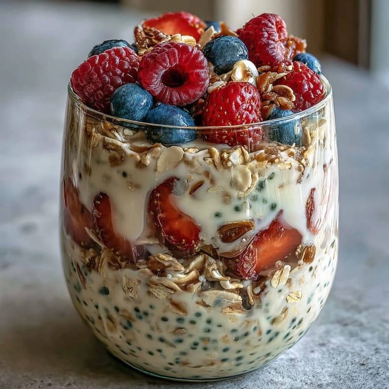 Hearty U.S. breakfast bowl: overnight oats with chia, flax, and fruits.