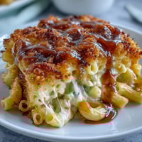 Classic Southern-style baked macaroni and cheese with creamy cheddar and a golden, crispy crust, ideal for family dinners or potlucks.