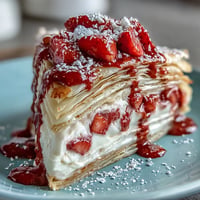 Mother's Day Crêpe Cake, a beautiful strawberry mascarpone dessert.